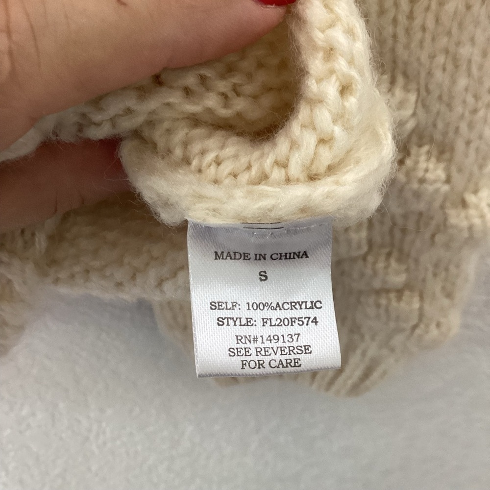 FAVLUX FASHION SIZE S IVORY CREAM KNIT‎ SWEATER BOBBLE HEARTS BOHO VALENTINES - Picture 9 of 10